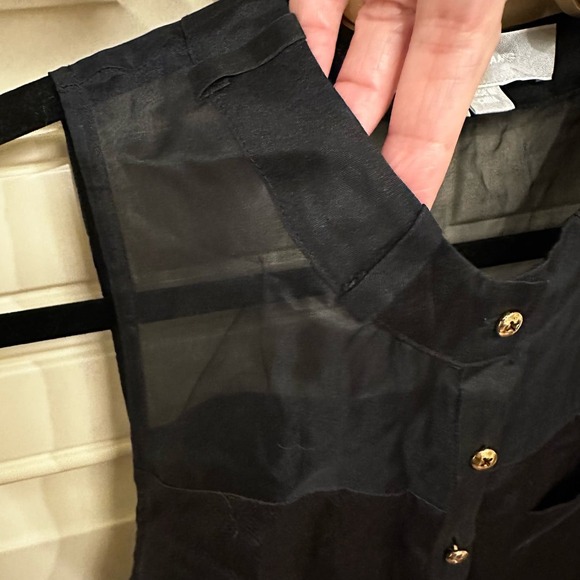 Alexander Wang Women’s Black Silk Sleeveless Blouse Gold Button Front - Picture 7 of 8